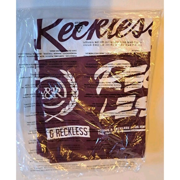 PacSun Young & Reckless Burgundy Red Graphic T-shirt 100% Cotton Sz Small NWT - Picture 4 of 6